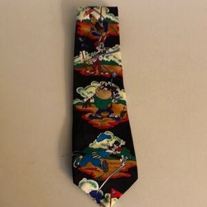 Looney Tunes Mania 1993 Vintage Sylvester Taz Daffy Duck Bugs Bunny Golf Tie